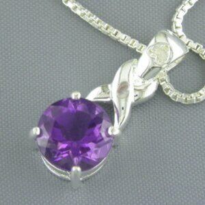 *$ALE!  Round 1.80-Carat Amethyst Necklace in Sterling Silver with Chain